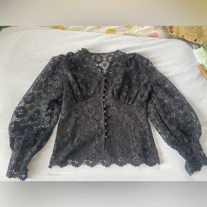 Black lace Tudor blouse. Sz small